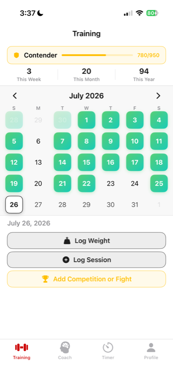 Training calendar